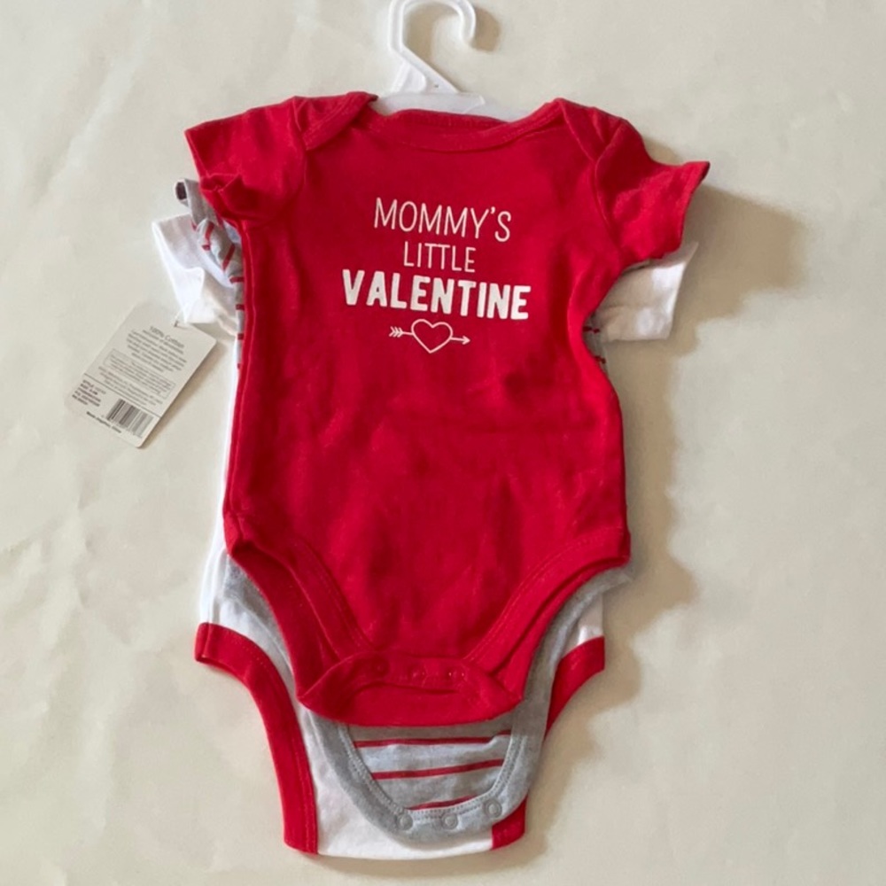 Hudson baby lnfant cotton Bodysuit set 3 piece valentine truck 3-6 Months